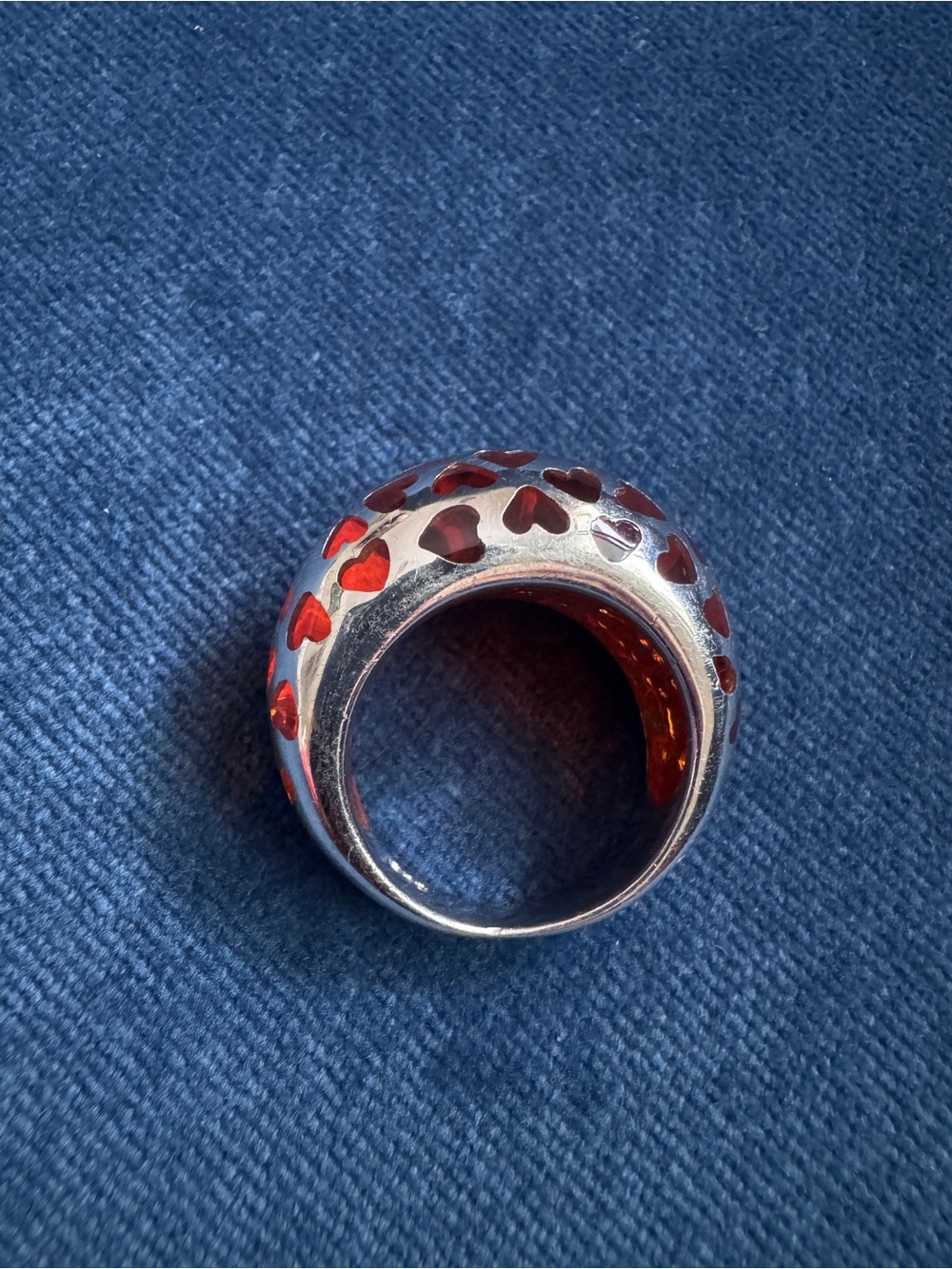 Orange Murano Glass and Sterling Silver‎ Dome Ring - Size 8 - Picture 3 of 6